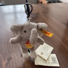 Steiff Stuffed Elephant Key Chain 1110283 10 Gray With Org Tags