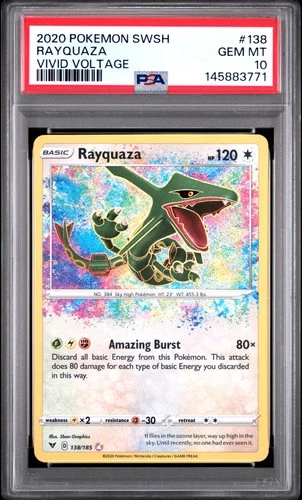 2020 POKEMON SWORD & SHIELD VIVID VOLTAGE #138 RAYQUAZA PSA 10