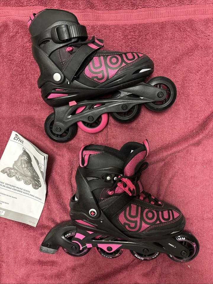 Neu mit Etikett Crivit Big KINDER SOFTBOOT Inline-Skates schwarz/pink Größe 5,5 - Bild 2 von 4