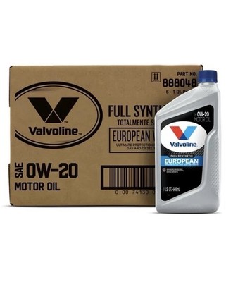 Valvoline European Vehicle Full Synthetic SAE 0W-20 Motor Oil 1 QT, Case of 6