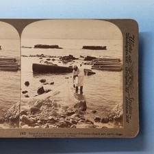 Syria Stereoview C1900 Real Photo Middle East Local Fisherman With Net