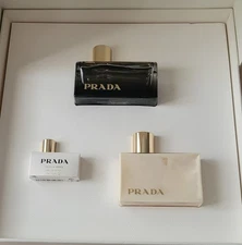 PRADA L'EAU AMBREE 1.7 oz  EAU DE PARFUM SET  MINI & CREAM WOMEN NIB $$$$$$$$$$$