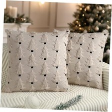 Christmas Pillow Covers 20x20 inch Set of 2 Soft 20" x 20" Pack of 2 Beige