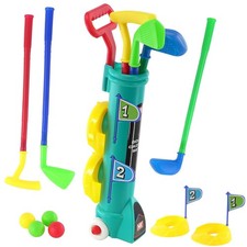 Kids Golf Set with Trolley Clubs Balls Flags Toddlers Garden Toys Indoor Outdoor