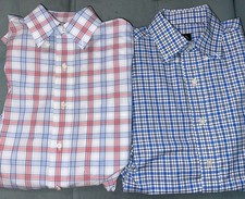 2 Mens Jos A Bank Traveler Short Sleeve Striped Button Up Shirt Small