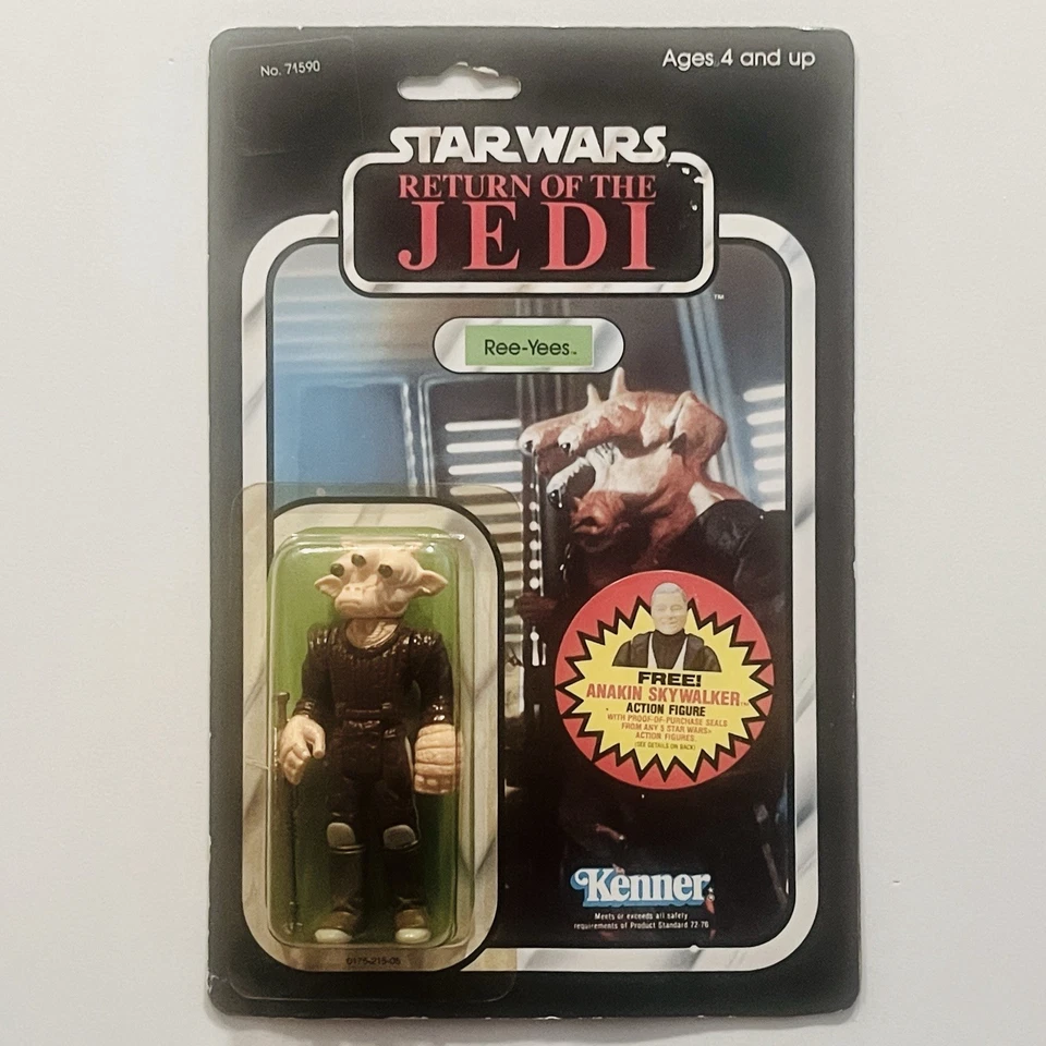 REE-YEES - 1984 MOC 77A Kenner Vintage Star Wars Figura ROTJ con Estuche Star Foto 2 de 4