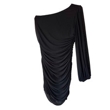  ANRABESS - One Sheer Sleeve Black Dress XL Chic Asymmetrical Party Cocktail NWT