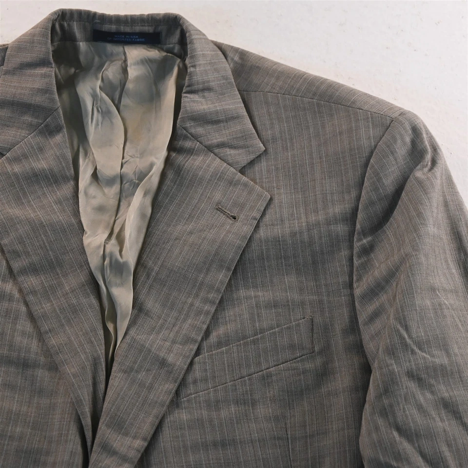 Joseph Abboud 44L 36x36 Marrón Rayas 100% Lana Hecho en EE. UU. Hombres Chaqueta Pantalones Traje Foto 3 de 4