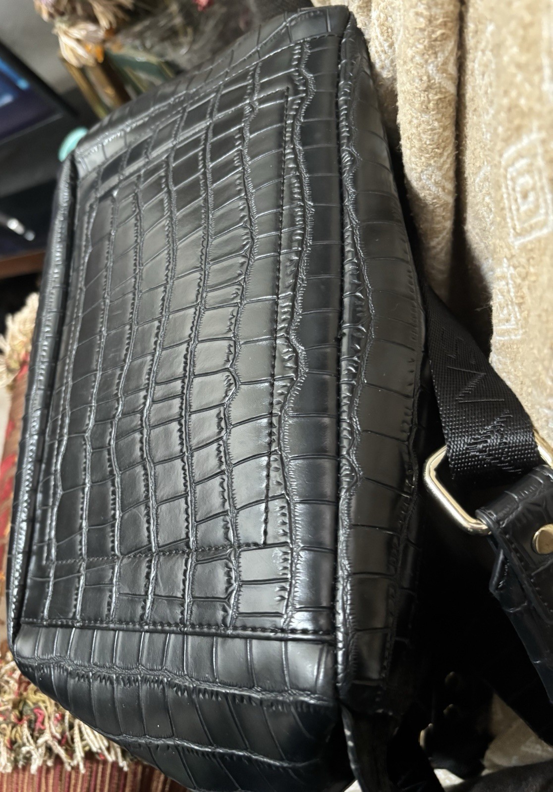 Versace Croc Leather Backpack Authentic Great Con… - image 16