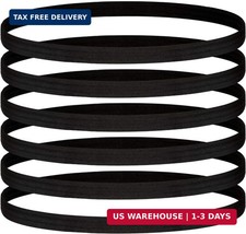 24 Pieces Thin Sports Elastic Headbands Black Skinny Athletic Exercise Hair Band