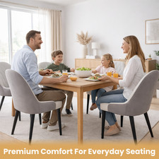 Set of 2 leather Dining chairs thick Padded Seat Modern design Parson Black Legs