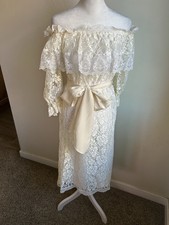 Gunne Sax Scott McClintock vtg Wedding Dress 4 Ivory Lace Prairie Sheer Belted