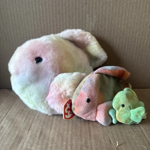 Vintage Ty Coral The Fish Beanie Baby (1st Gen Tush), Beanie Buddy & Teenie Baby