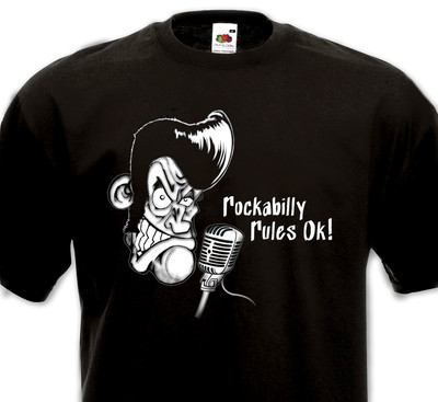 T-shirt Teddy Boy – Union Jack, Flying Saucers, Rockabilly – Fruit Of The Loom – Neuf