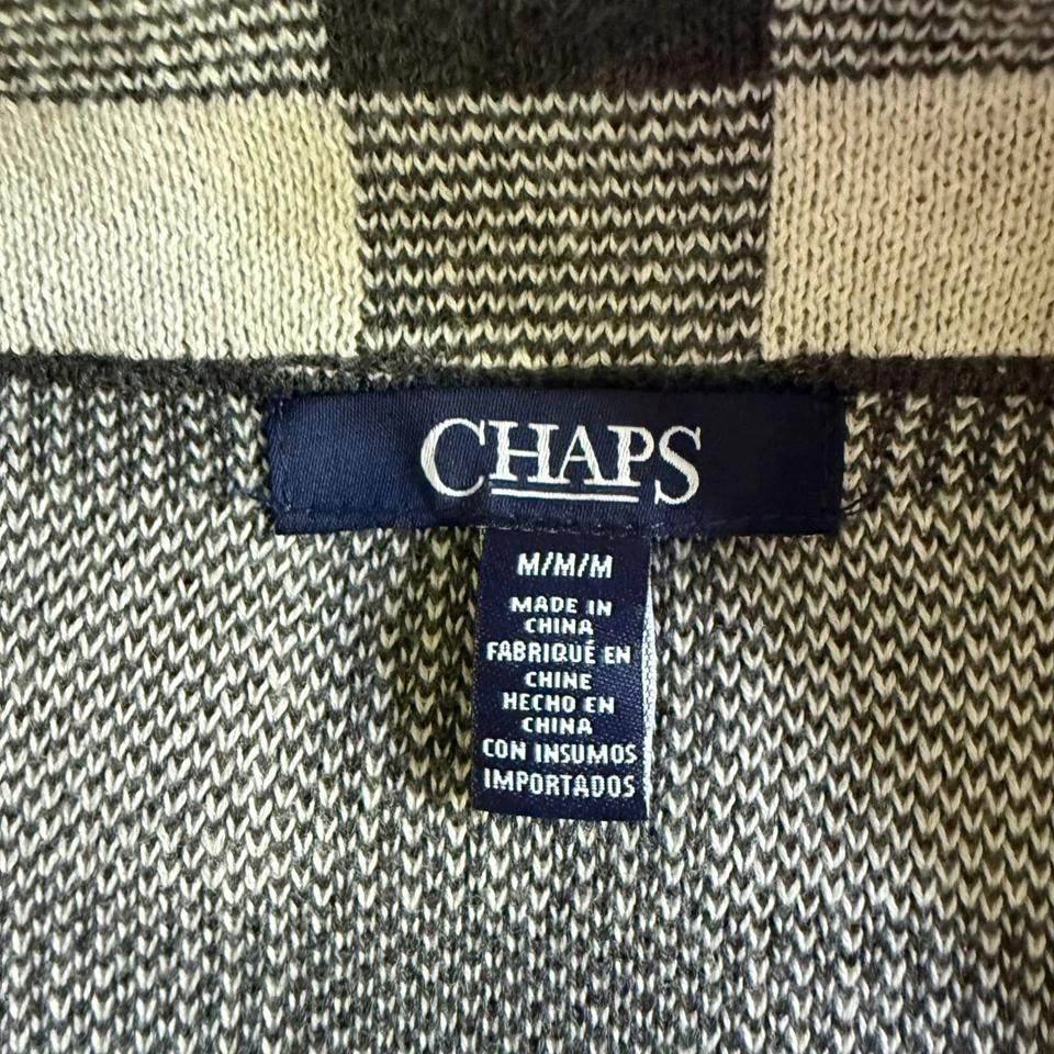 Chaqueta Suéter Chaps Cuello Cuadros Tejido Cremallera Completa Cuadros Medianos Blanco Gris Foto 2 de 4