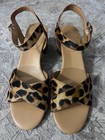 J.Crew New Leopard Calf Hair Print Low Block Heel Women Strappy  Sandals Size 9 — photo 3