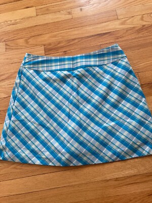 New St John's Bay Sz 16 Blue Plaid Stretch Skort-Skirt/Shorts with side  zipper