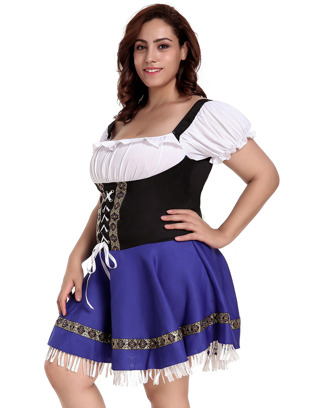 Beer Maid Costume Plus Size M L XL Blue Oktoberfest Fancy Dress German