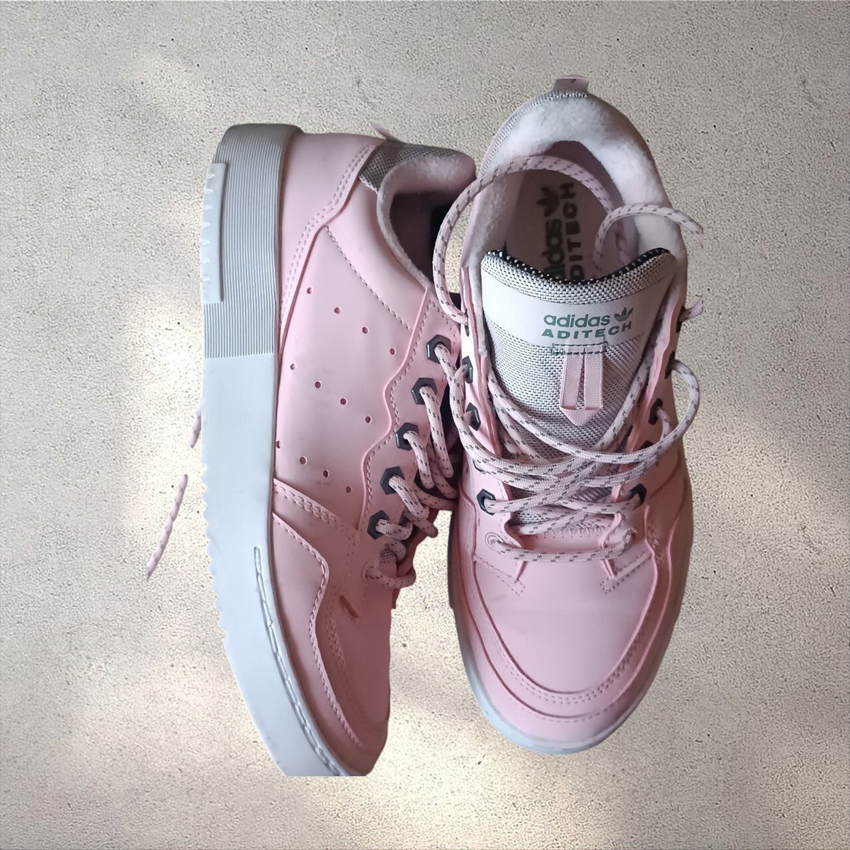 Adidas SUPER-COURT WOMEN Pink Uk With Accent Laces Brand With