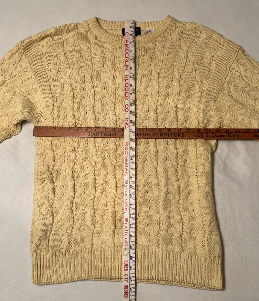 Suéter Westport Bay Clásico Marfil Amarillo Tejido con Cable Preppy Abuelo Para Hombre Talla M Foto 2 de 4