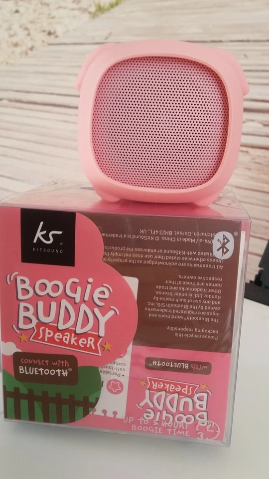 Kitsound Boogie Buggy Lautsprecher kabellos mit Bluetooth (pink pig) Neu 