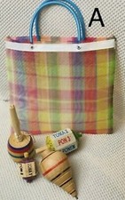 Traditional Mexican Toys Set Trompo Toma Todo Balero In Mesh Bag