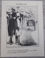 Vintage French Print From Lithograph Book 9x12 Look At This Fool Doesn't Notice