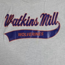 Vintage Watkins Mill Wolverines Shirt Medium Gray USA Made Champion