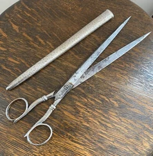 RARE BIG Gorham Sterling Silver Scissors & Sheath #8286 Shears 9.75” Tailor .925