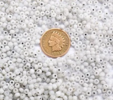 1/2# Pound 8° Greasy White Opal Antique African Beads Venetian Trade V 46