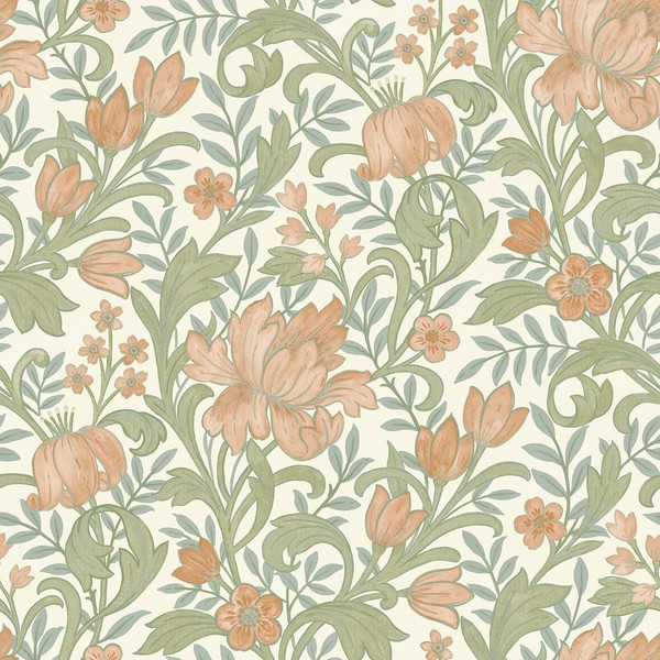 Wow Marian Blumen Tapete Vintage Blumen BläTter Rost / Creme 204105-image