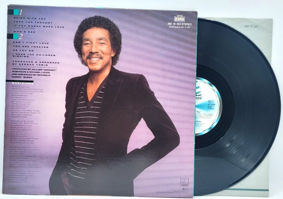 SMOKEY ROBINSON - BEING WITH YOU - SOUL LP RECORD GERMAN IMPORT - Image 2 of 2