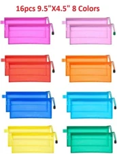 16Pcs Pencil Pen Case Zipper Pouch Cosmetic Bag Storage Stationery Waterproof US