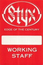 Styx Backstage Pass 1990 Orange Cloth Working Staff Pass Variant