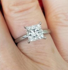 1.55ct Princess Cut Diamond Engagement Ring in 14k White Gold VS2/KL 