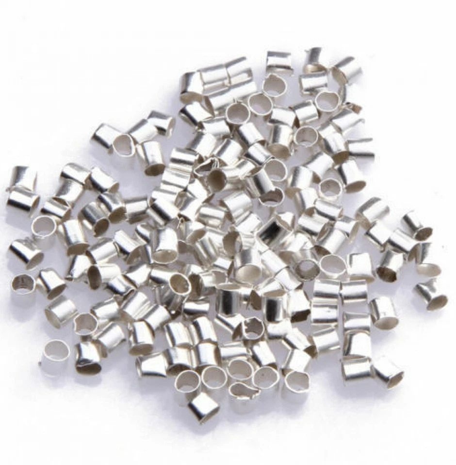 Venta al por mayor 500/1000 piezas cuentas de extremo de crimpado de tubo de plata/oro/negro/bronce de 1,5 mm/2 mm Foto 3 de 4