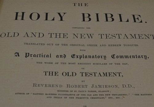 antique leather Bible deep tooled silver clasps 10x14x4 illustrated 19th c - Picture 7 of 12