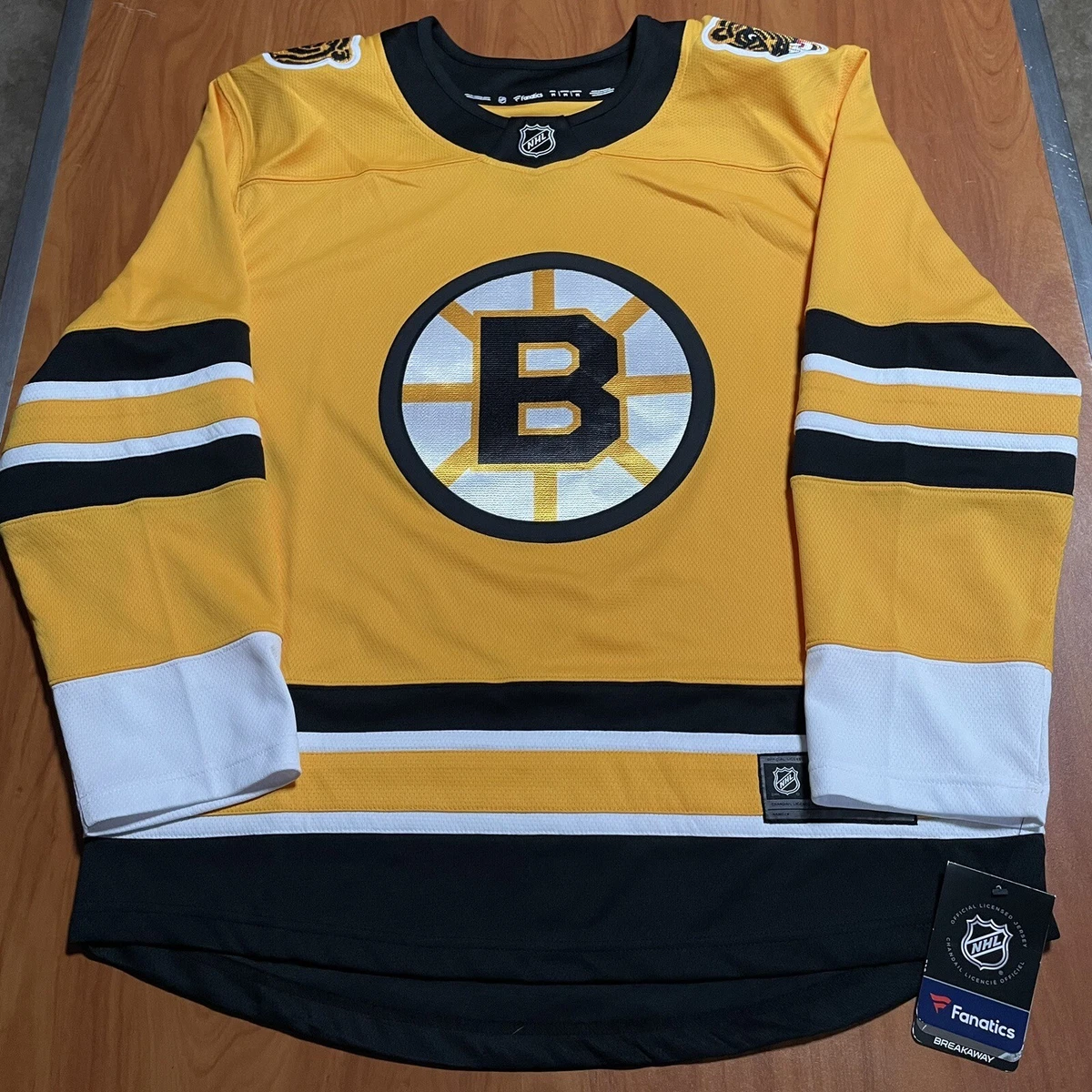 Fanatics Boston Bruins Reverse Retro 1.0 NHL Hockey Jersey Yellow Gold Adult M