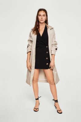 mango short buttoned dress Mango linen mix button through straight fit mini dress in ecru