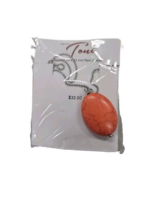 Toni Red Jasper Pendant Necklace - 24×33 CM New