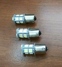 3 Super Bright BBT 12 volt DC 13 White LED 1156 Light Bulbs