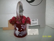 Fenton 2005 Cranberry Basket 2983 ED #11 "Feeding Time"