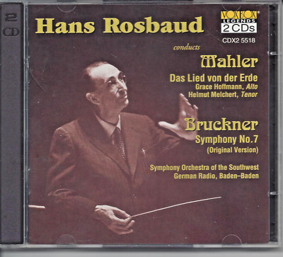 MAHLER Das Lied von der Erde -  BRUCKNER Sym #7 -  Hans Rosbaud, Cond. - 2 C/D's