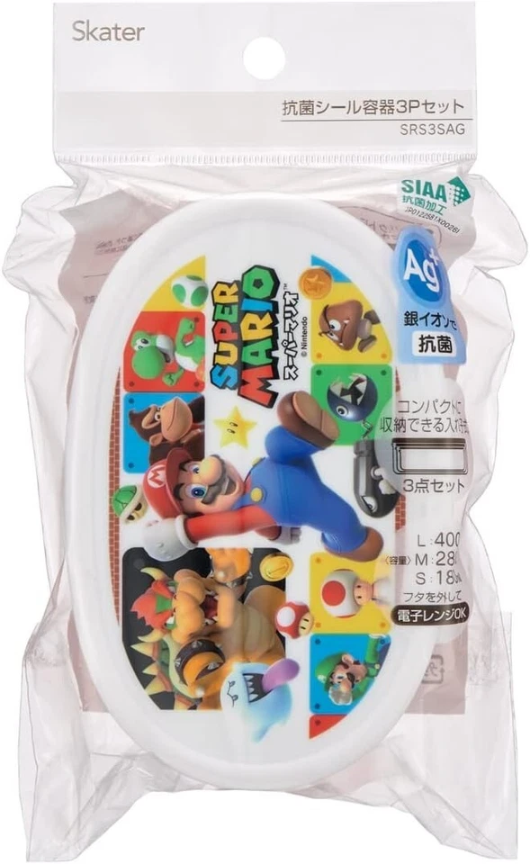 Caja Contenedor Sello Super Mario Caja Bento Lonchera 3 piezas 180 ml 280 ml 400 ml/Nueva Foto 3 de 4