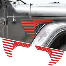 Side Fender Air Vent Decal Trim Sticker for 2018+ Jeep Wrangler JL JT Red Carbon