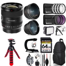 Sony FE 20mm f/1.8 G Lens  LED Light Tripod -64GB Kit