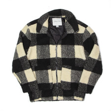 American Eagle Womens Jacket Black Check Fleece Xxs