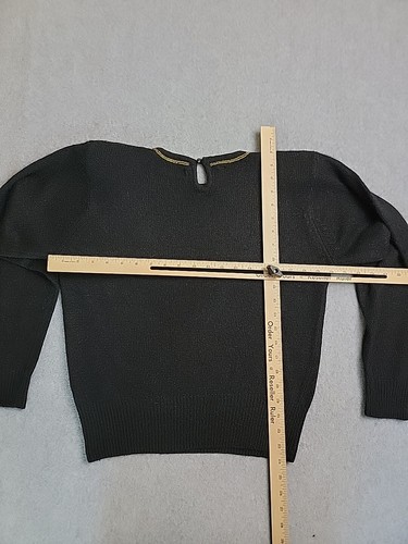 Karen Scott Sweater Womens Petite M Black Silk Angora Wool Beaded Floral Holiday - Picture 10 of 15