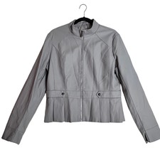 New York & Co Gray Faux Leather Zip Front Moto Jacket Large Nwt