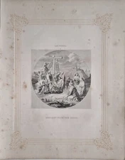 c1850 VICTORIAN PRINT DESCENT FROM THE CROSS - LE SUEUR